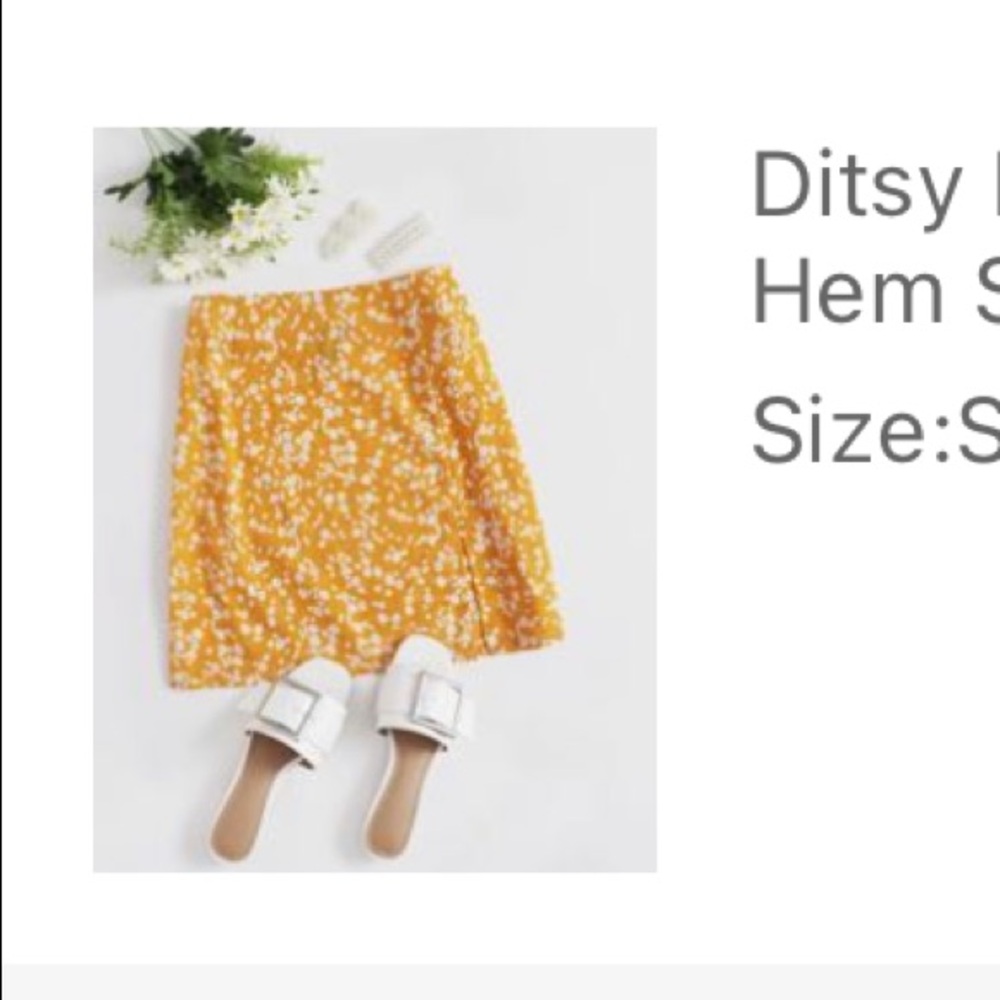 Ditsy Floral Print Split Hem Skirt